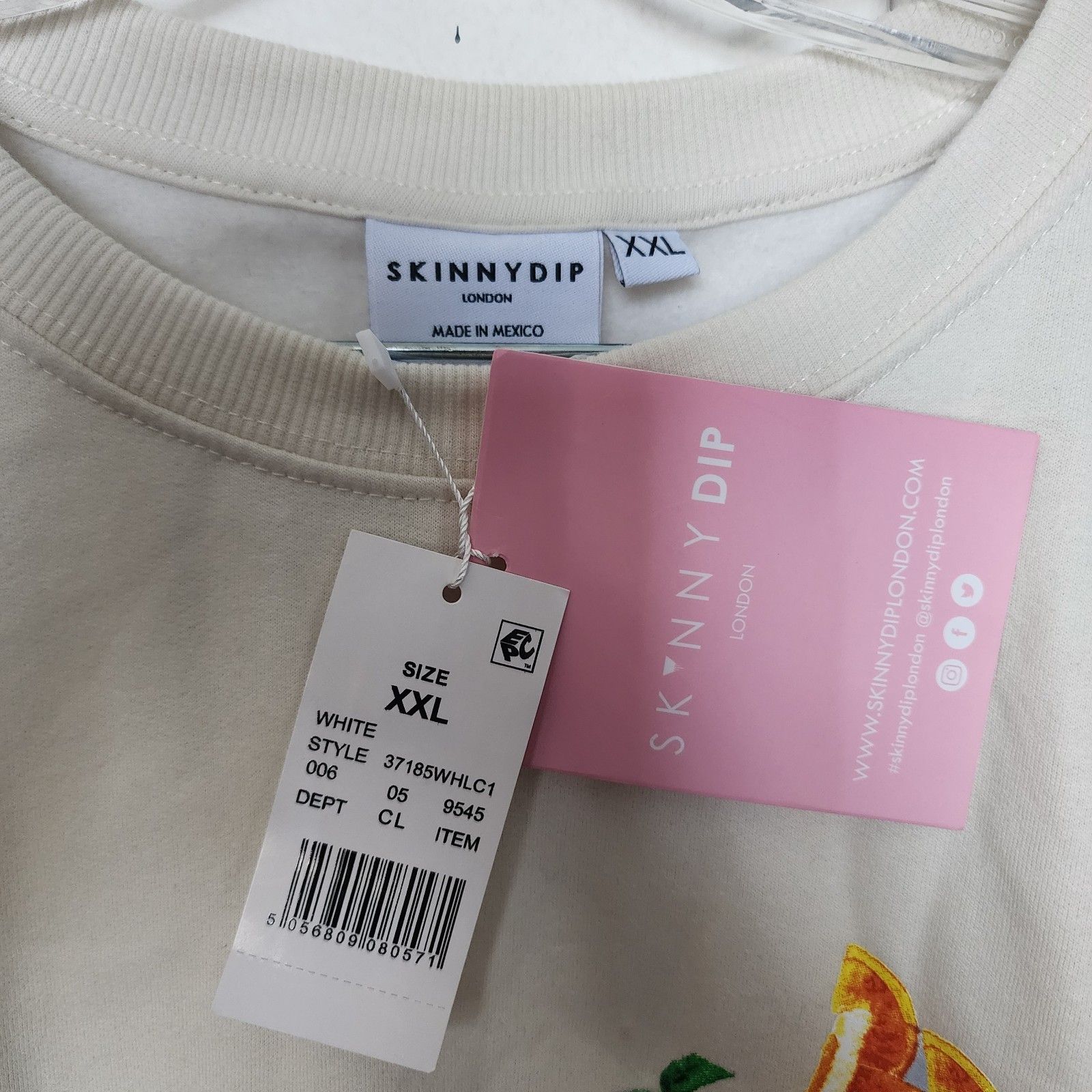 Skinnydip London White Fleece Crewneck Pullover Sweatshirt Graphic Print Xxl Nwt — image 4 of 5